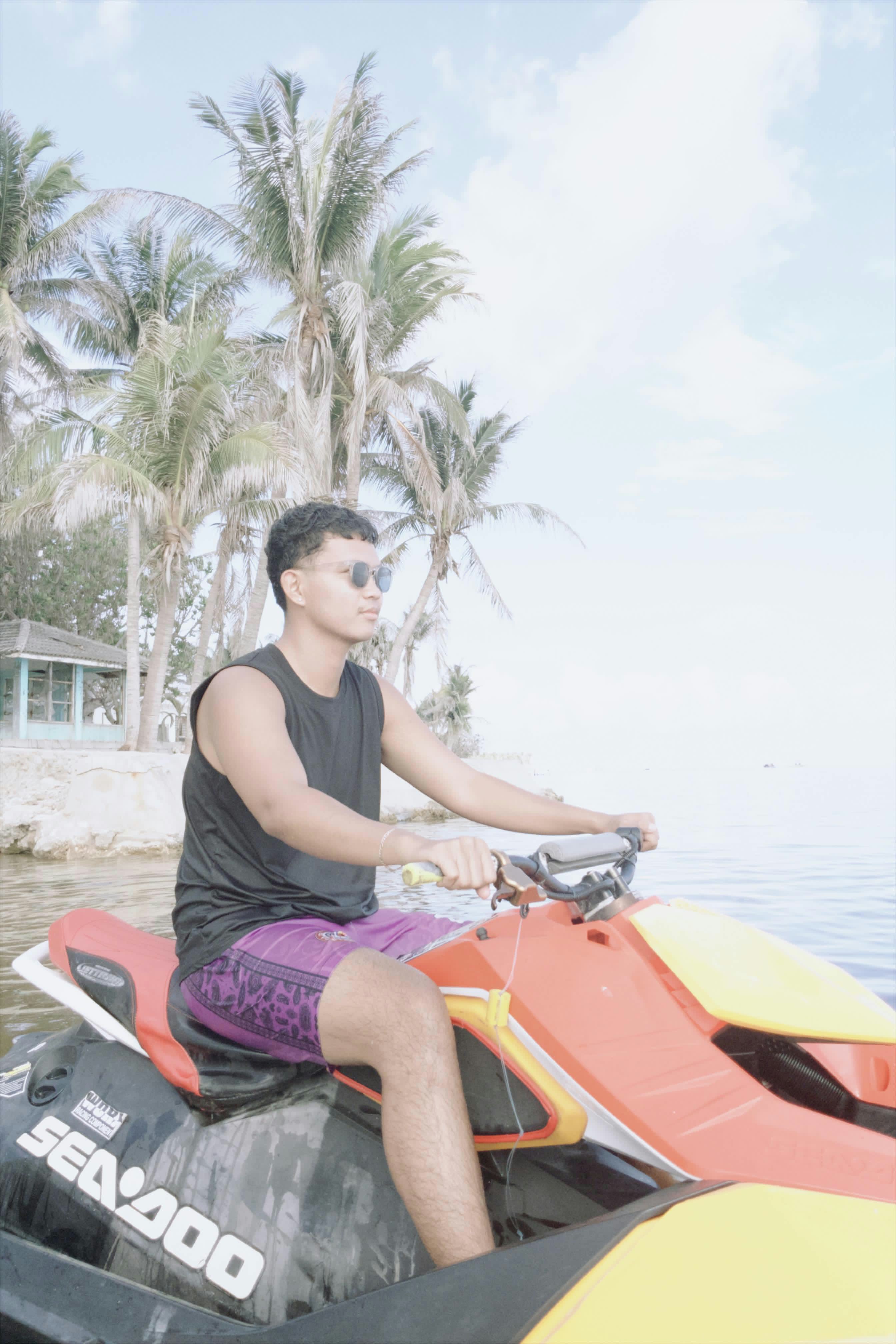 Ashley riding a jet ski